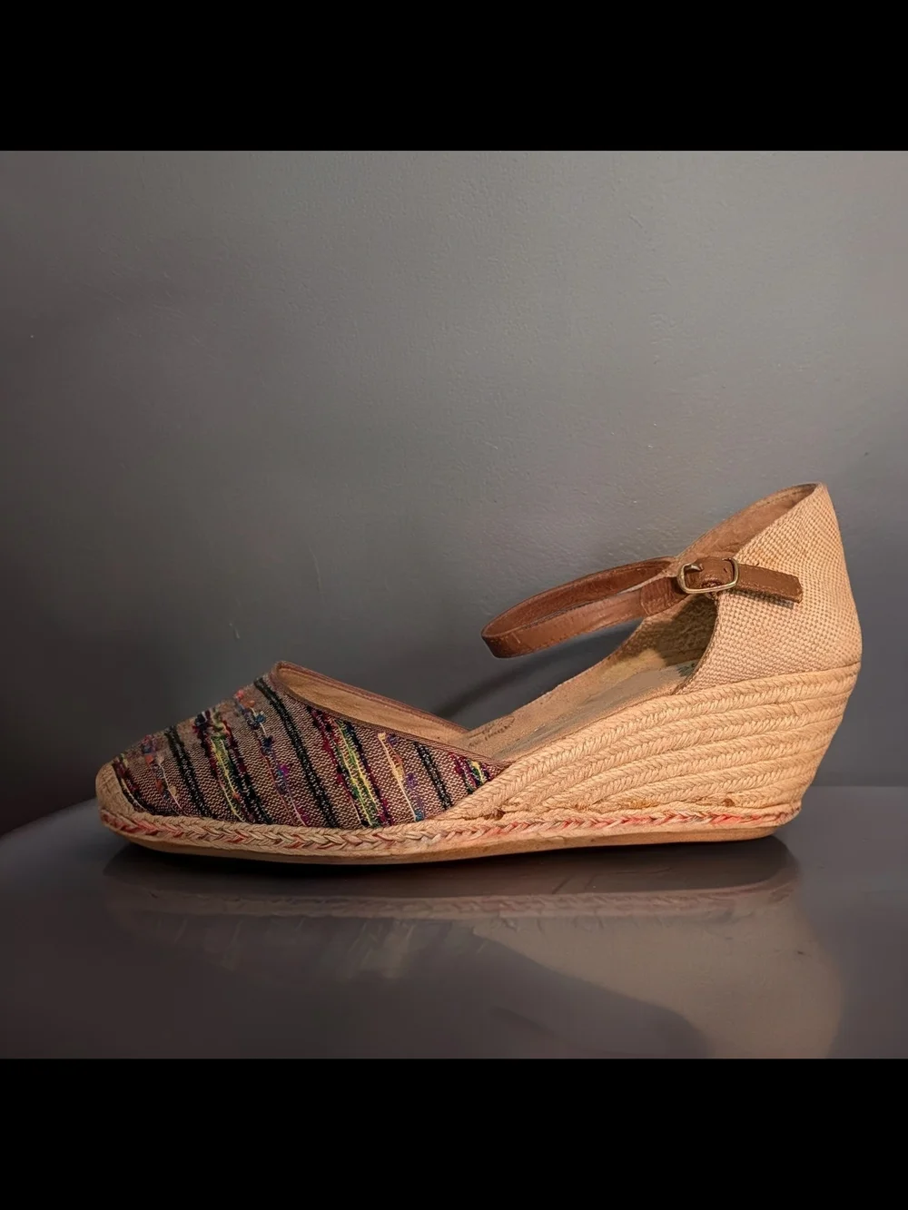 Soft Style Cushioned Multicolor Woven Espadrille Wedges Size 11